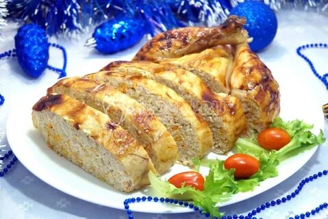 Вкусная фаршированная курица в духовке рецепт