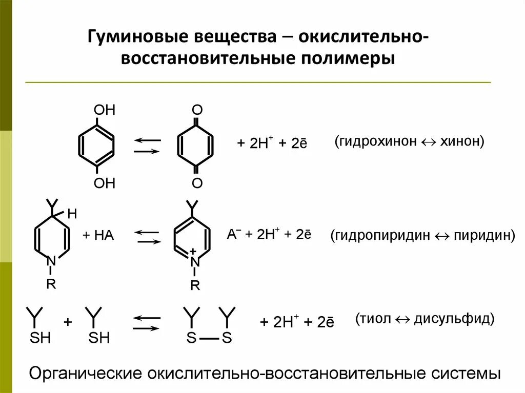 Органическое окисление. Гуминовые вещества. Пиридин окислительно восстановительные. Органические ( гуминовые ) соединения. Окислительно-восстановительные полимеры.