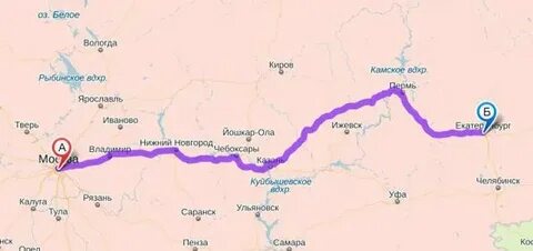 Расстояние от москвы до екатеринбурга на машине