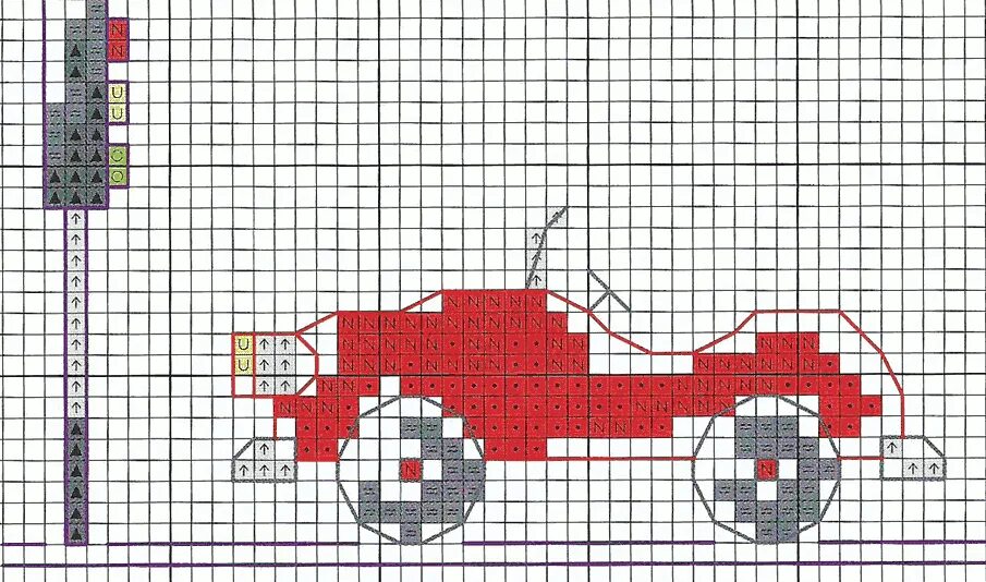 Вышивка на машинке. Вышивка крестом машинка. Схема вышивки машинки. Рисунки по клеточкам машины. Машина по клеткам