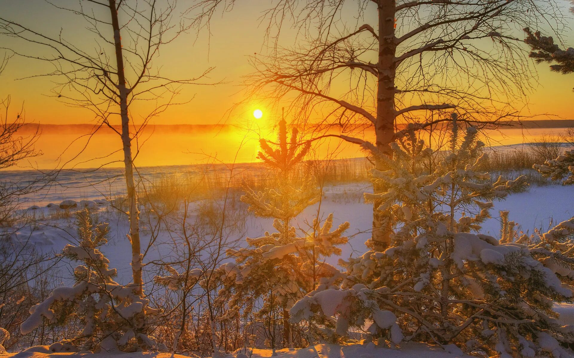 Солнце заходит зимой