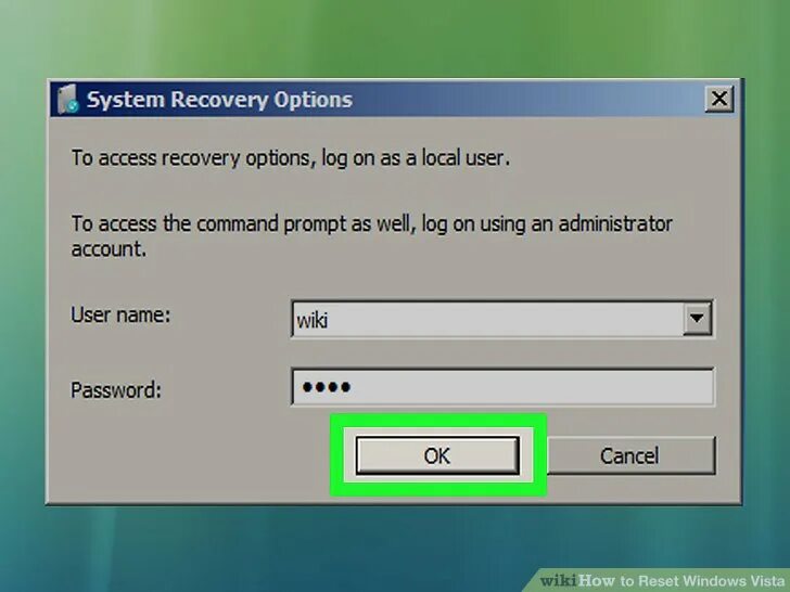 System recovery options. System recovery options
