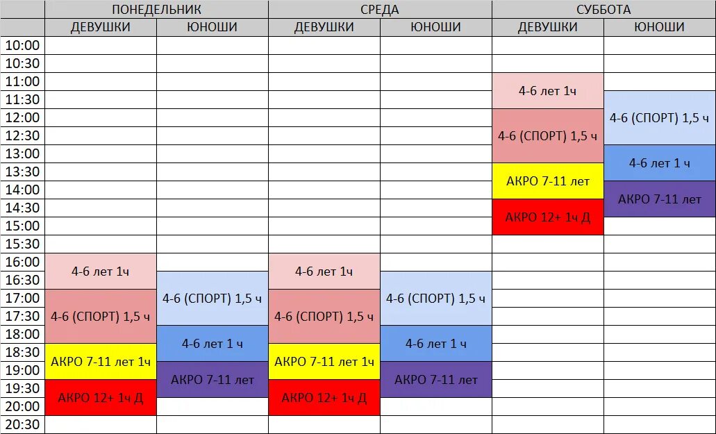 Расписание ник. График никнеймов.