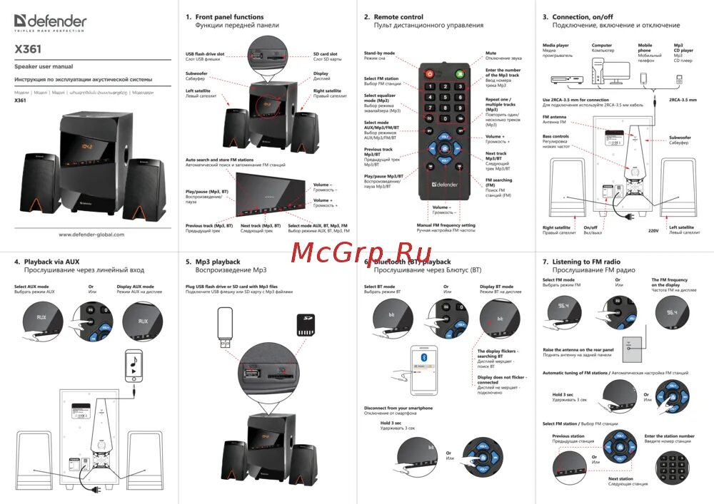Defender X361 Инструкция по эксплуатации онлайн