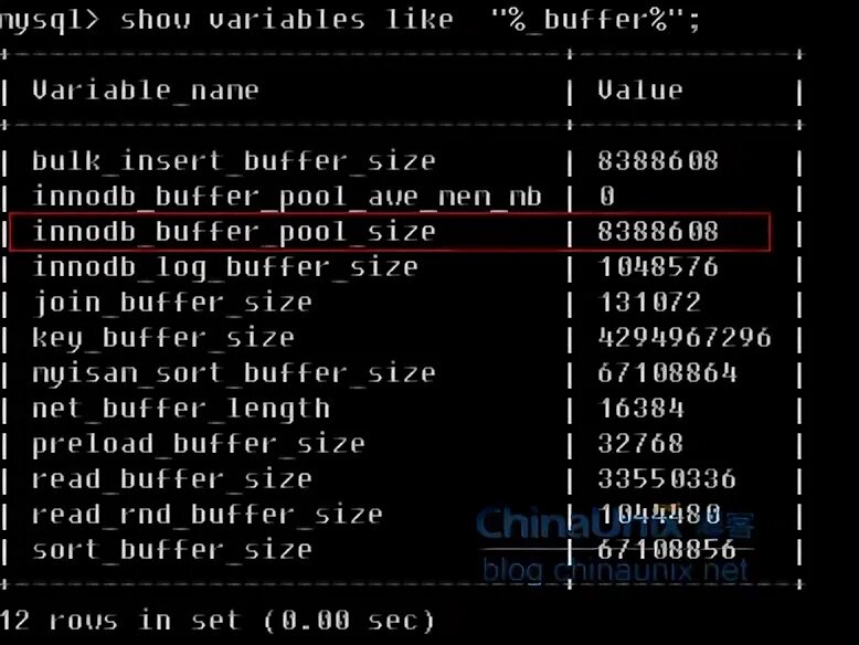 Show variables