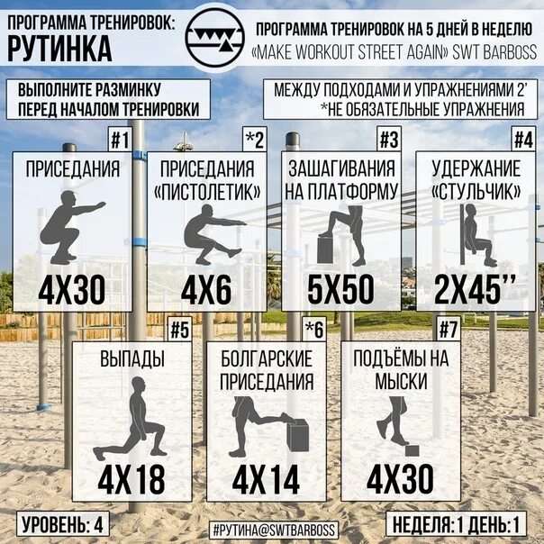 Программа на 5 тренировок в неделю. Программа на 5 тренировок в неделю