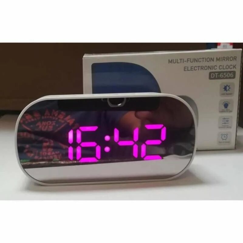 Часы led mirror. Часы led Mirror Clock 6506. Электронные часы настольные EDLT DT-6506 (белый). Часы электронные №DT-6506. Зеркальные часы DT-6505.