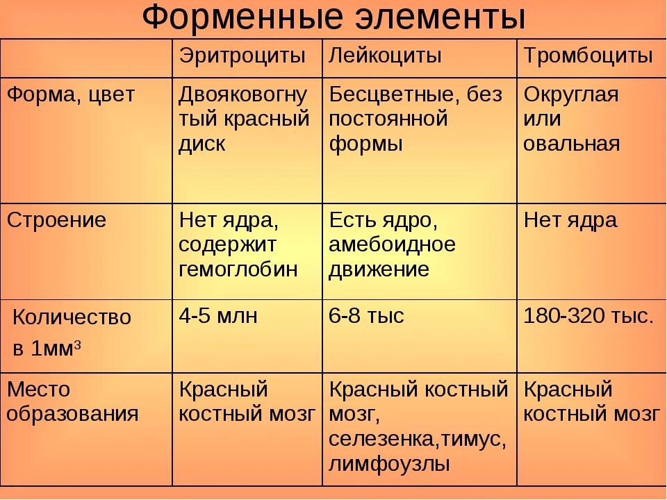 Форменные элементы эритроциты лейкоциты тромбоциты. Таблица форменные элементы эритроциты лейкоциты тромбоциты. Функции эритроцитов лейкоцитов тромбоцитов таблица. Состав крови форменные элементы