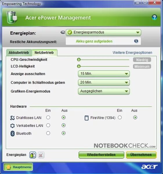 Acer EPOWER Management. EPOWER Power Management. EPOWER Management application. Интерфейс программы EPOWER-Acer.