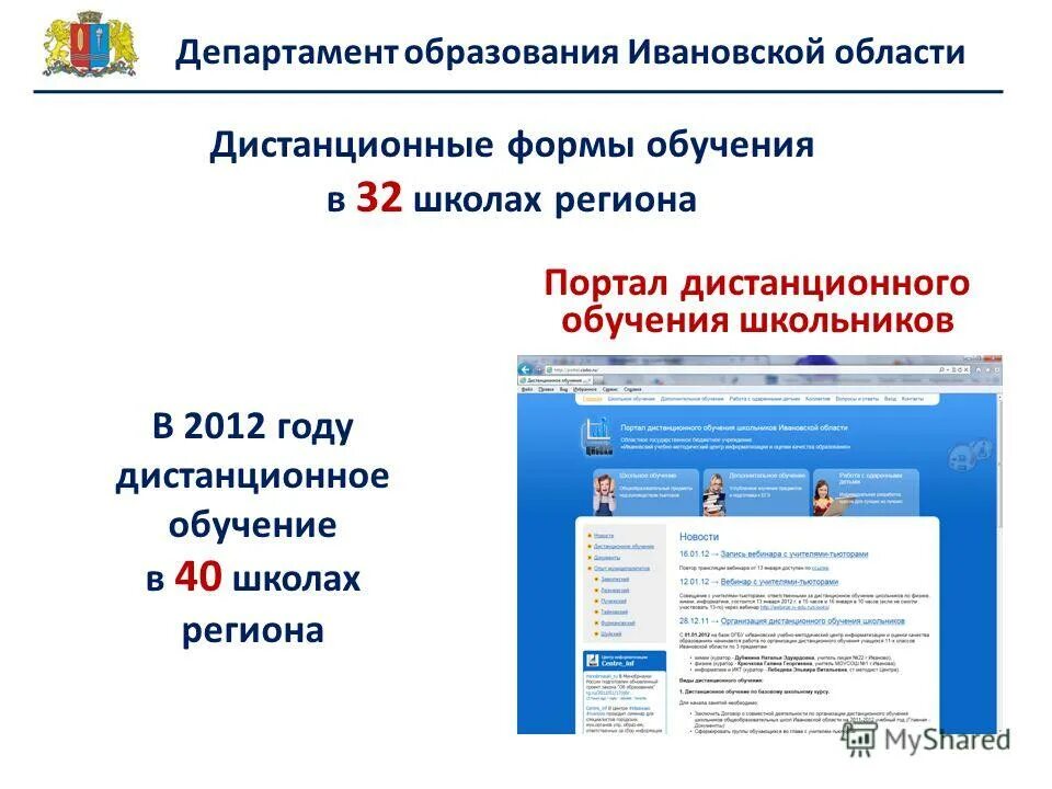 Время работы министерства образования. Портал дистанционного обучения. Начальник департамента образования Ивановской области. Департамент образования Ивановской области логотип. 8 Школа Луганск Дистанционное обучение.