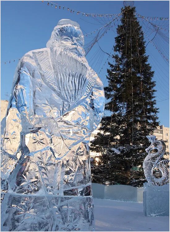 Мотоцикл из льда. Фигуры изо льда. Ледяные фигурки на деревья. Ice figures. Ледяная рапсодия.