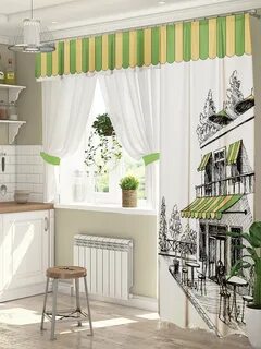 Шторы на кухню окно с дверью