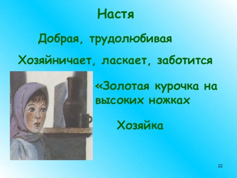 Была как золотая курочка на высоких. Пришвин образ Насти и Митраши. Синквейн по литературе 6 класс кладовая солнца Митраша. Образ Насти из кладовая солнца. Образ Митраши из кладовая солнца.