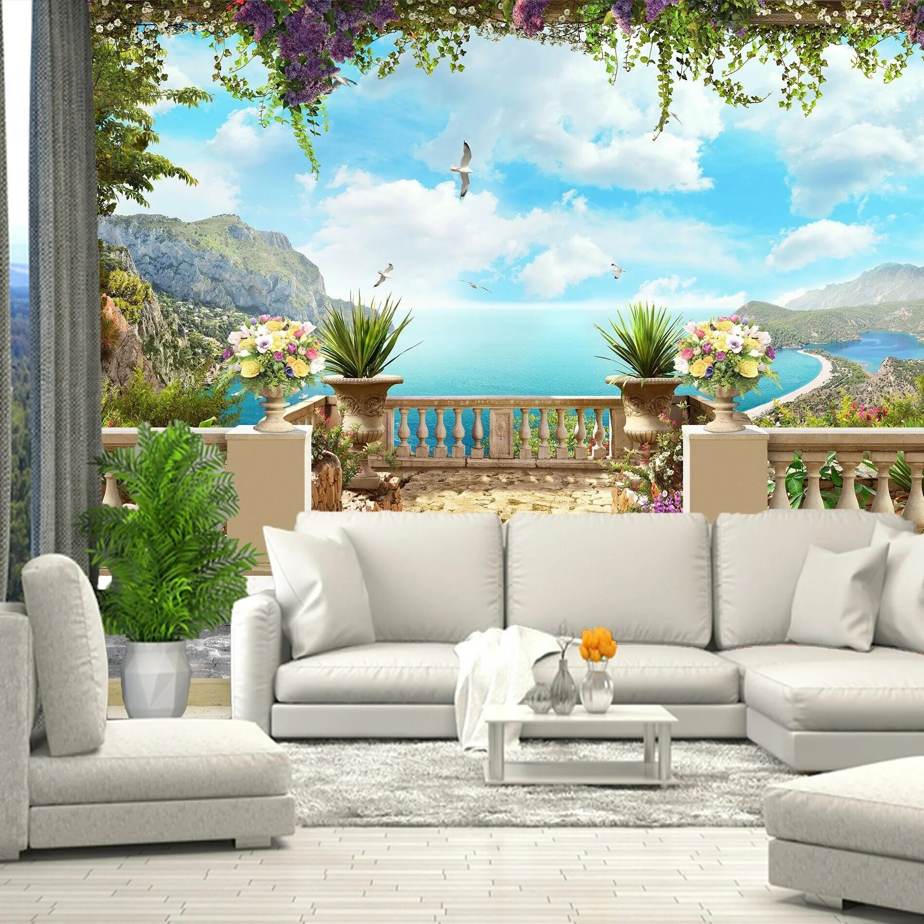 Фотообои на стену расширяющие пространство фото Custom Size Wallcovering Castle in Sight Wallpaper Mural (㎡) Mural wallpaper, Cu