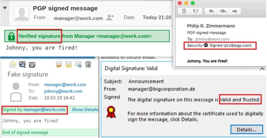 Message detail. Pgp signed message. pgp signature. signature spoofing adb. begin pgp signed message-.