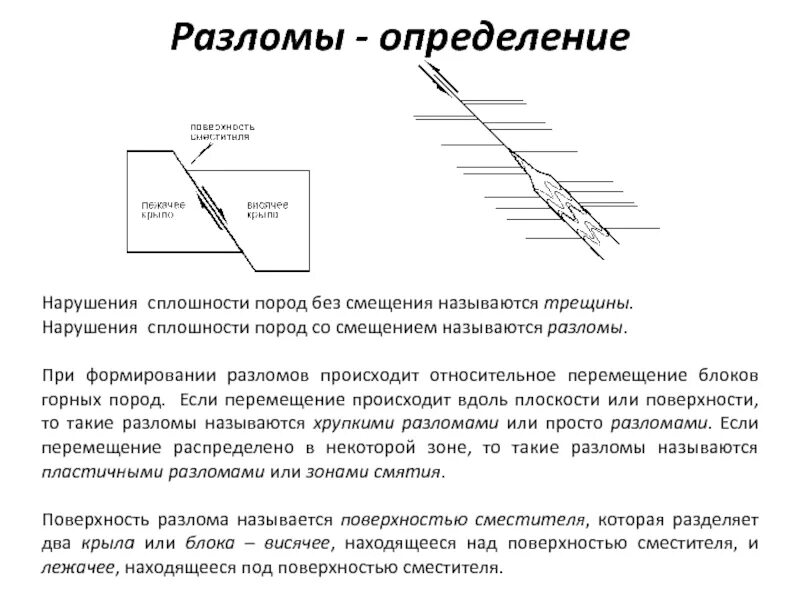 Определение сдвига разлома. Разлом это определение. Нарушение сплошности. Как называется плоскость разлома?.