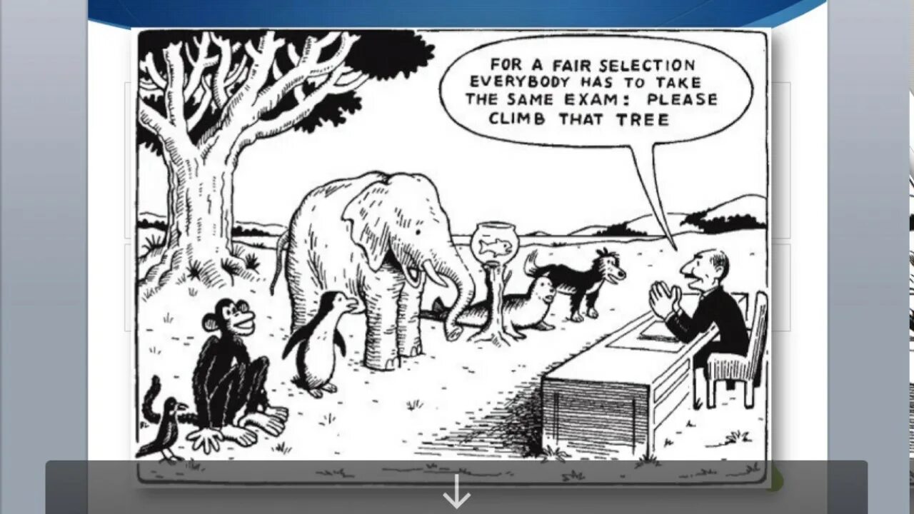 Everybody is having a great time. Карикатура for the Fair selection Everybody has to take the same Exam. For Fair selection Everybody has to take the same Exam.