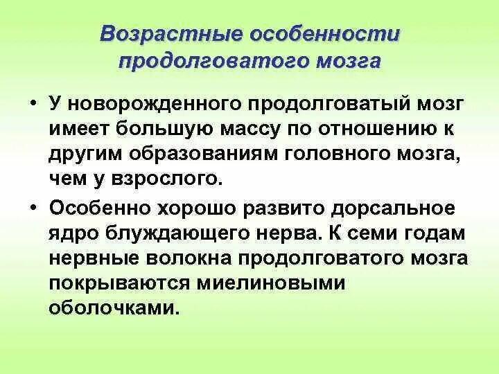 Возрастные особенности продолговатого мозга. Возрастные особенности заднего мозга. Возрастные особенности мозжечка. Продолговатый мозг строение функции возрастные особенности.