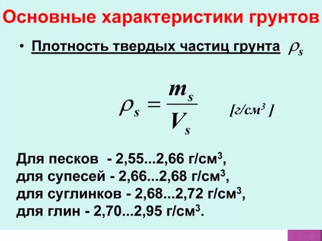 Плотность частицы равна. Плотность грунта формула. Удельный вес частиц грунта таблица. Вычислить плотность сухого грунта. Плотность частиц грунта формула.