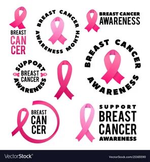 Breast cancer awareness set poster design vector image. 