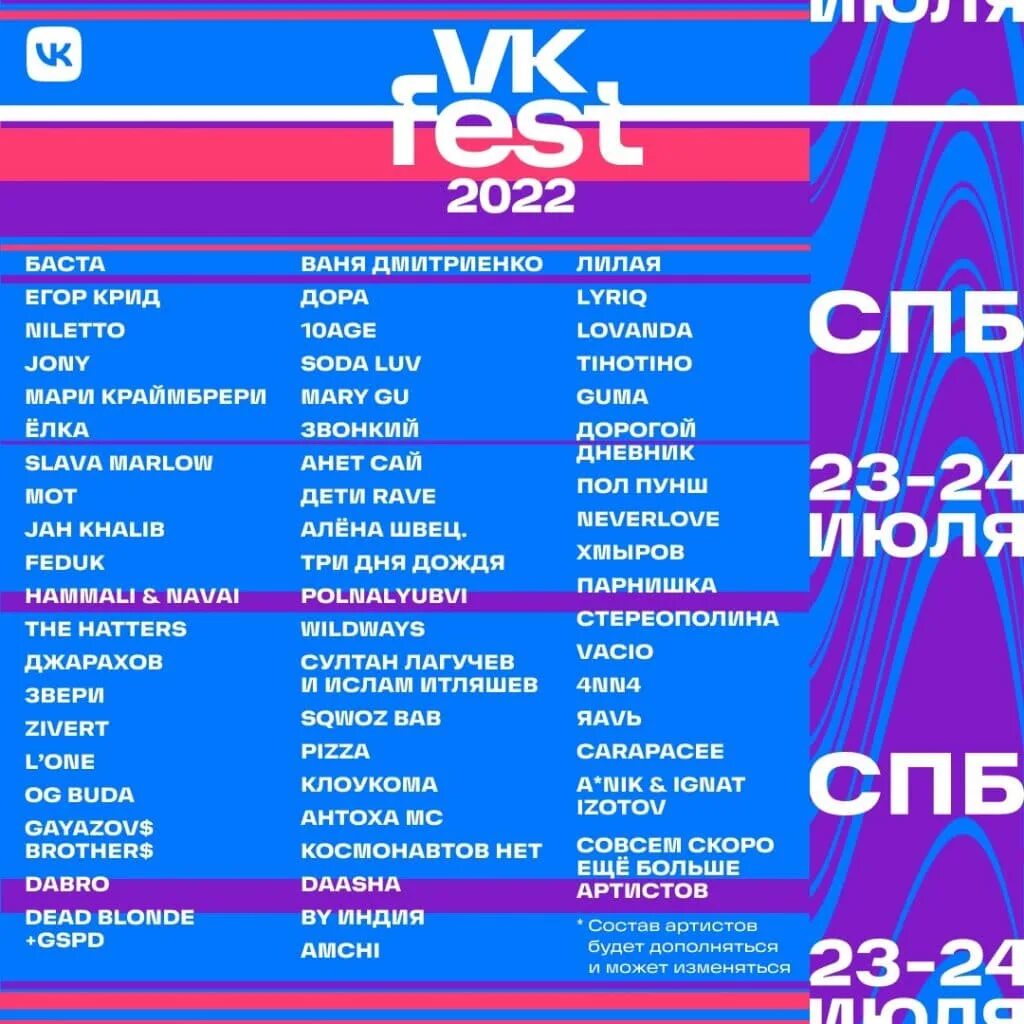 Vk fest 2024 купить билет. ВК фест. Фестиваль ВК фест 2022. ВК фест 2022 СПБ. График концертов.