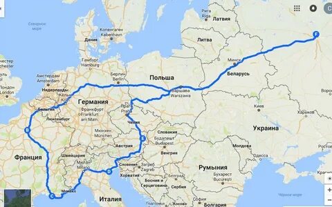 Маршрут москва париж