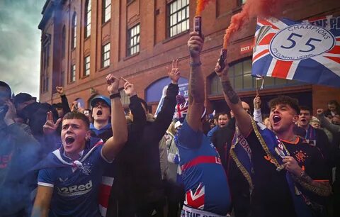 Rangers fans celebrate their 55th title.
