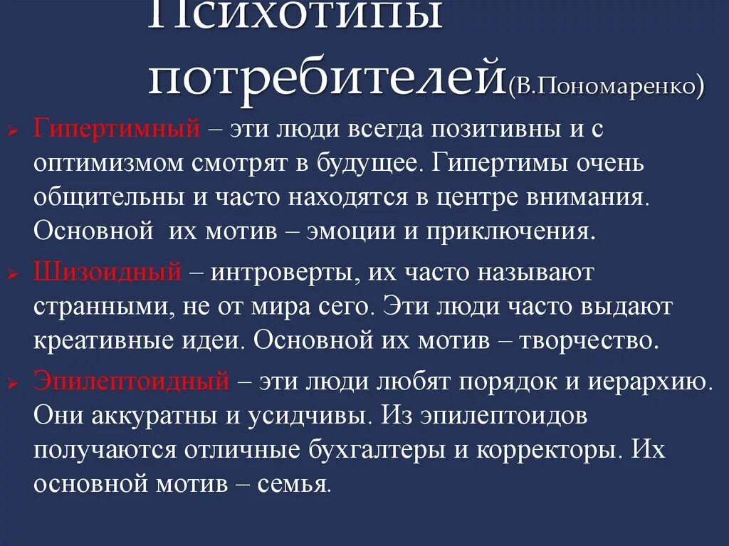 Психологические типы личности людей