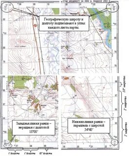 Определение географических координат точки на карте