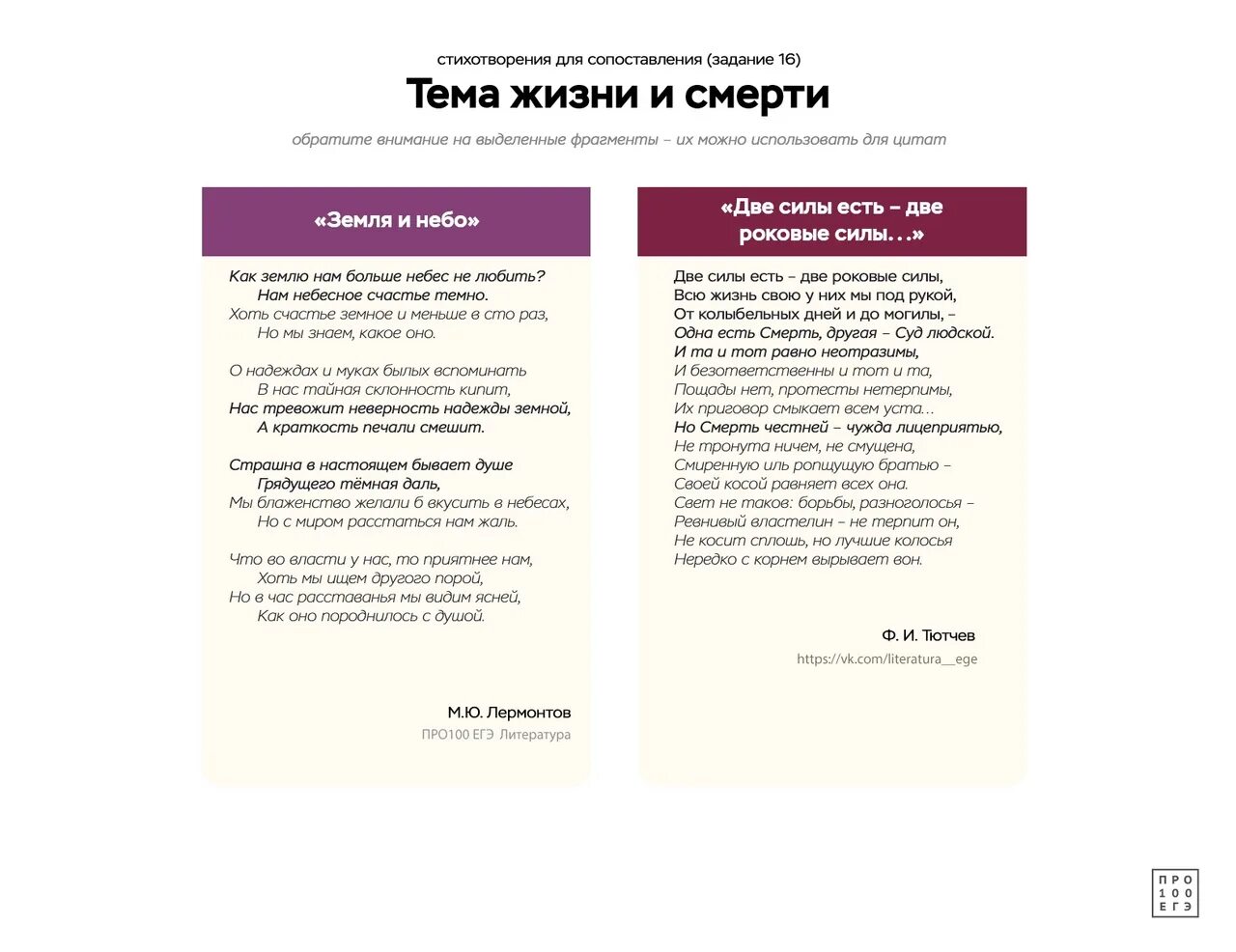 Шпаргалки по литературе. Сопоставление стихов ЕГЭ литература. Таблица сопоставлений ЕГЭ литература.