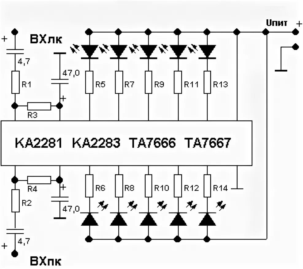 Ka2281 индикатор уровня сигнала. Индикатор уровня сигнала УНЧ схема на микросхеме. Схема индикатора уровня сигнала на светодиодах на транзисторах. Индикатор уровня звукового сигнала на транзисторах схема. Схема светодиодного индикатора