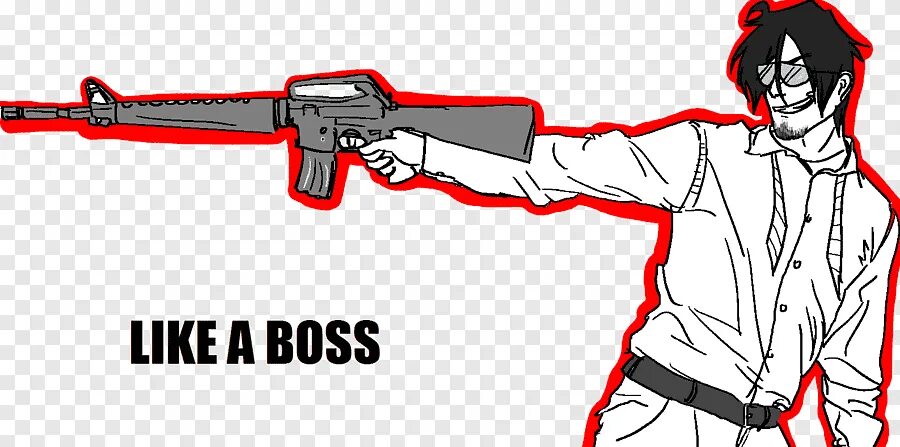 Work like a boss. Лайк а босс. like a boss art. cartoon gun. tech boss на прозрачном фоне.