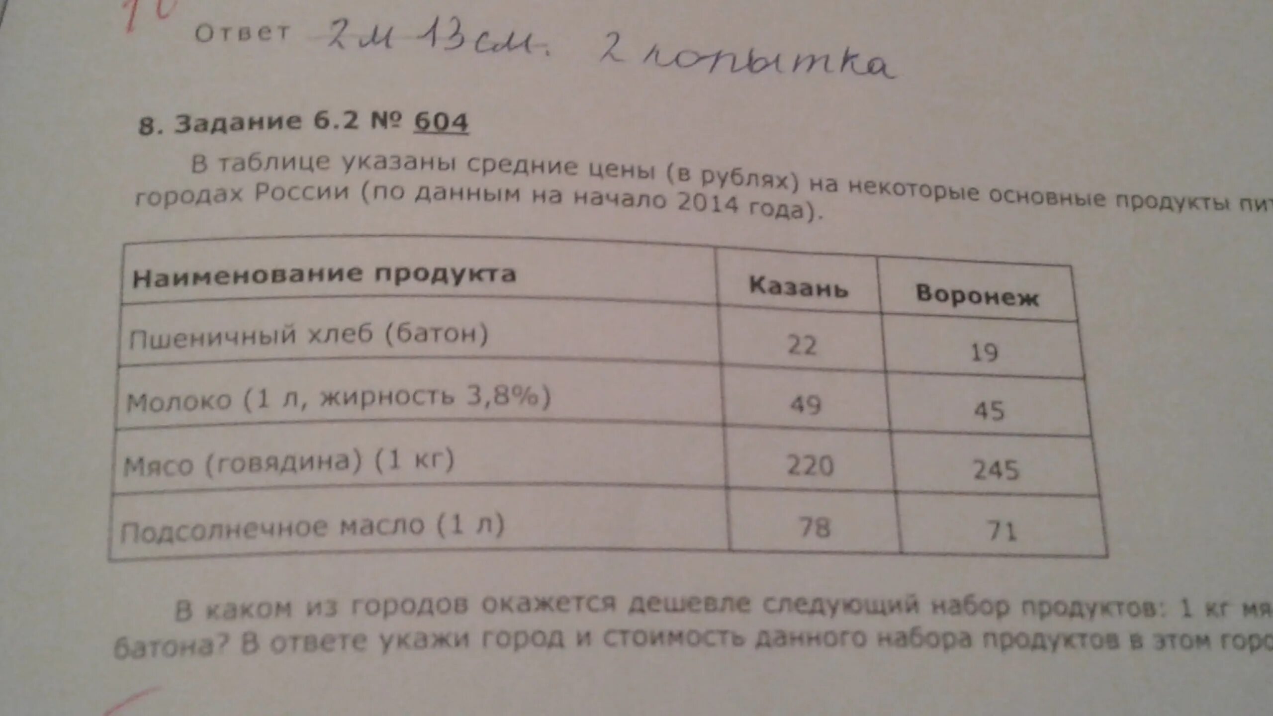 таблице указаны средние цены (в рублях) на некоторые основные продукты питания в