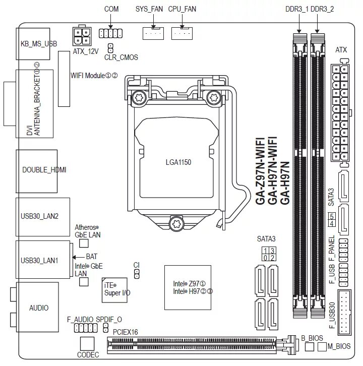 Sys fan на материнской. Gigabyte ga-z97n-WIFI. Материнская плата Gigabyte ga-h97n. Материнка Gigabyte ga-e6010n. Материнская плата Gigabyte ga-k8n15pvmt.