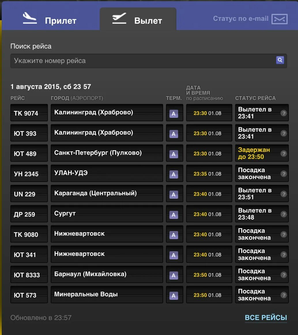 Внуково сайт прилеты