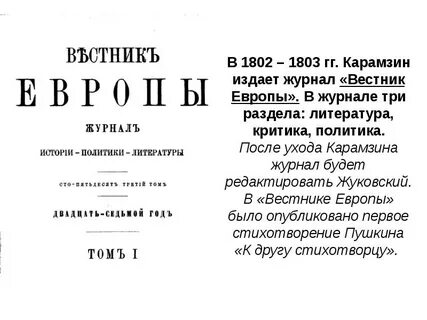 Журнал вестник европы карамзина