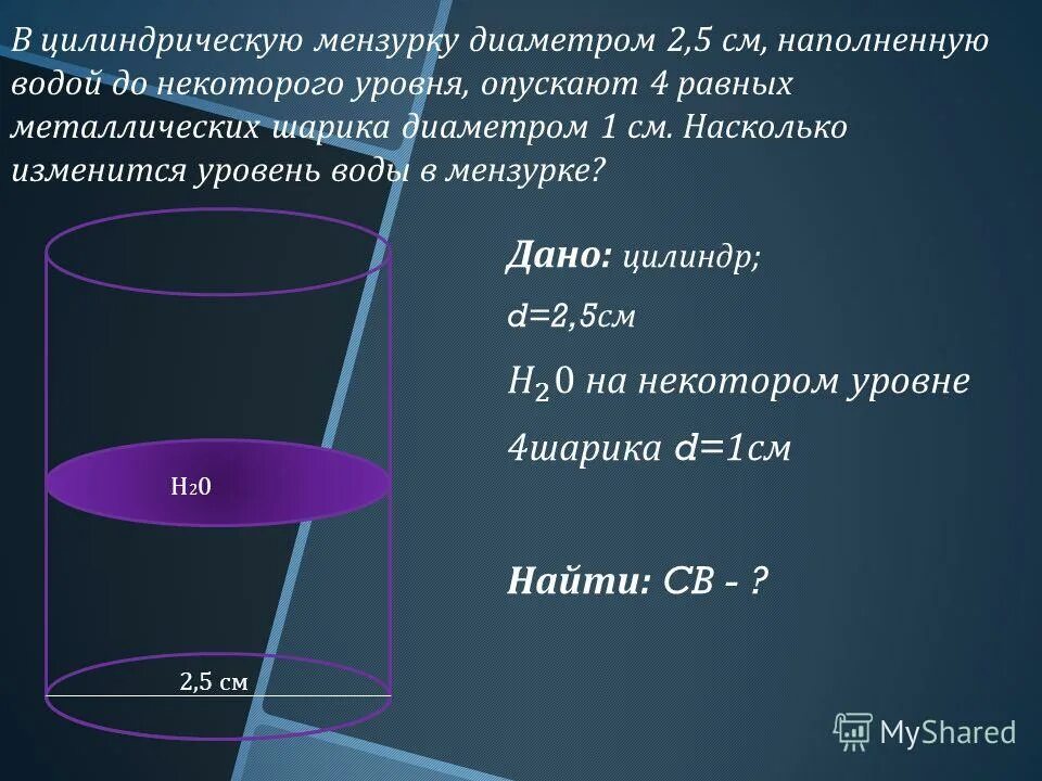 Банка высотой 50 см наполнена водой