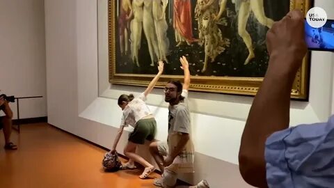 Last Generation protesters glued themselves to Sandro Botticelli’s masterpi...