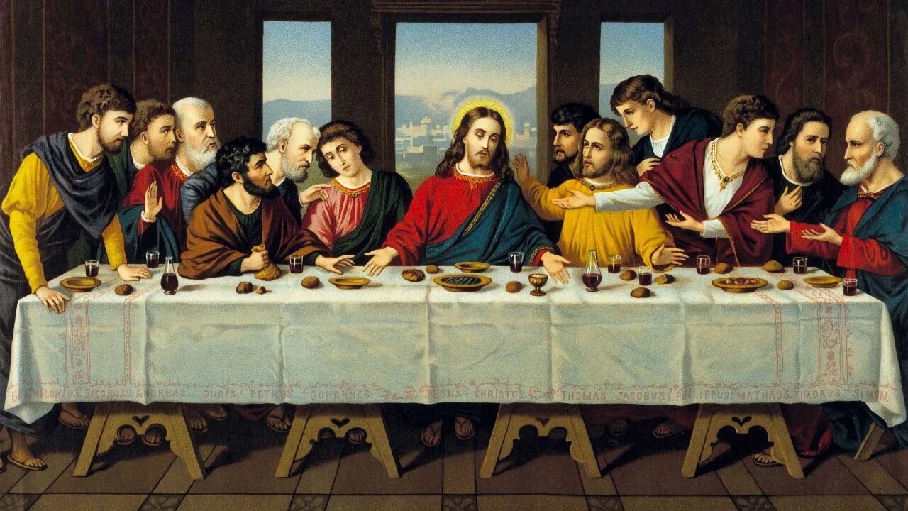 В какой день было тайное вечере. Иисус Христос Тайная вечеря. Тайная вечеря Леонардо да Винчи. 12 Апостолов картина Леонардо да Винчи. Тайная вечеря Леонардо картина апостолы.