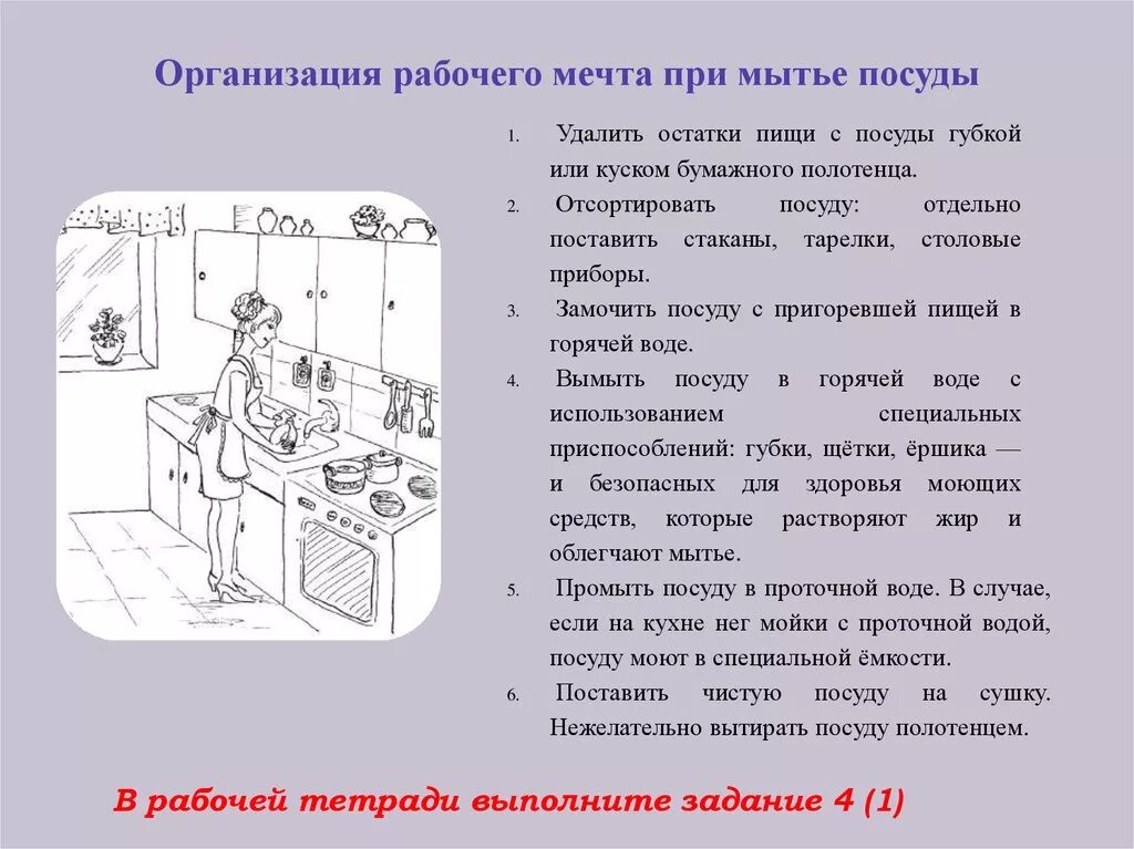 В какой последовательности моют посуду. Технологическая карта мытья посуды. Организация рабочего места при мытье посуды. Мытье посуды задание. Последовательность при мытье посуды.