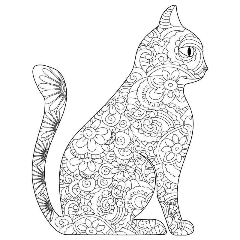 Сложные рисунки котик. Раскраска антистресс котики. Раскраска котик с узорами. Раскраски для девочек антистресс котики. Раскраска кошка с узорами.