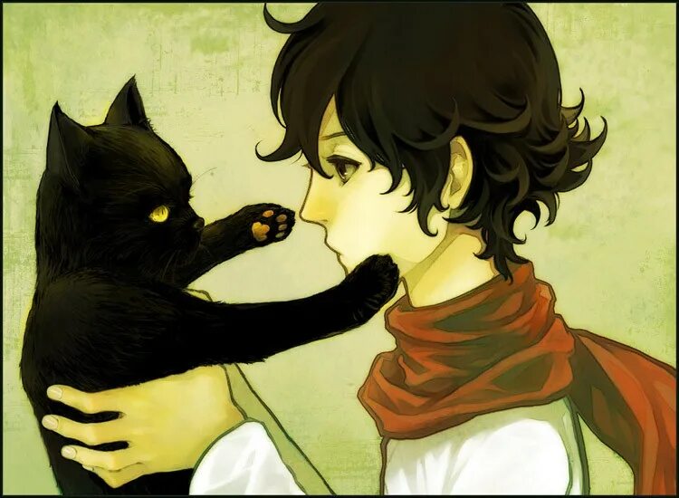 Типаж black cat парень. Парень с котом. парень кот арт. мальчик с черным котом. кошка на руках арт.