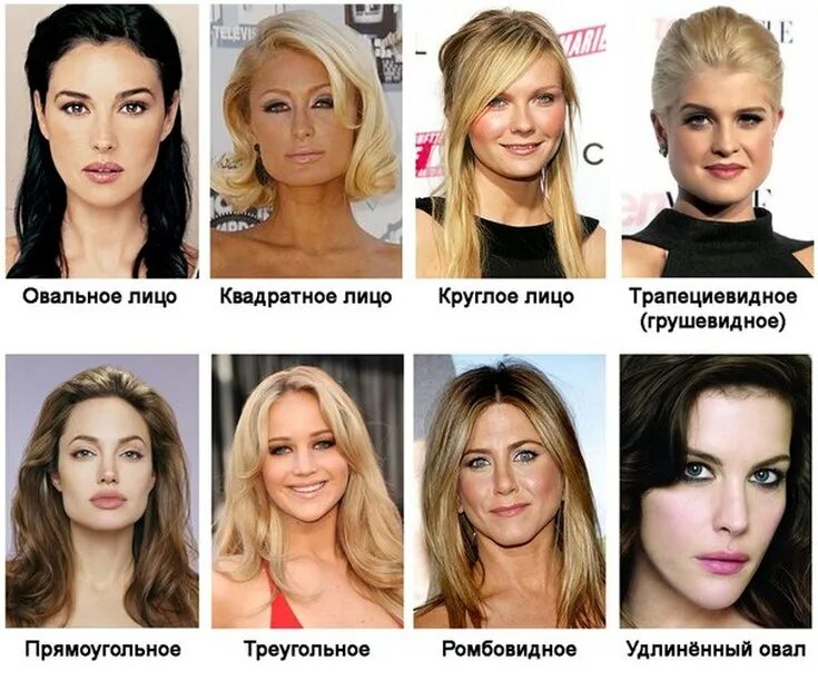 Типы лица. Типы формы лица. Формы лица у женщин. Квадратное и овальное лицо.