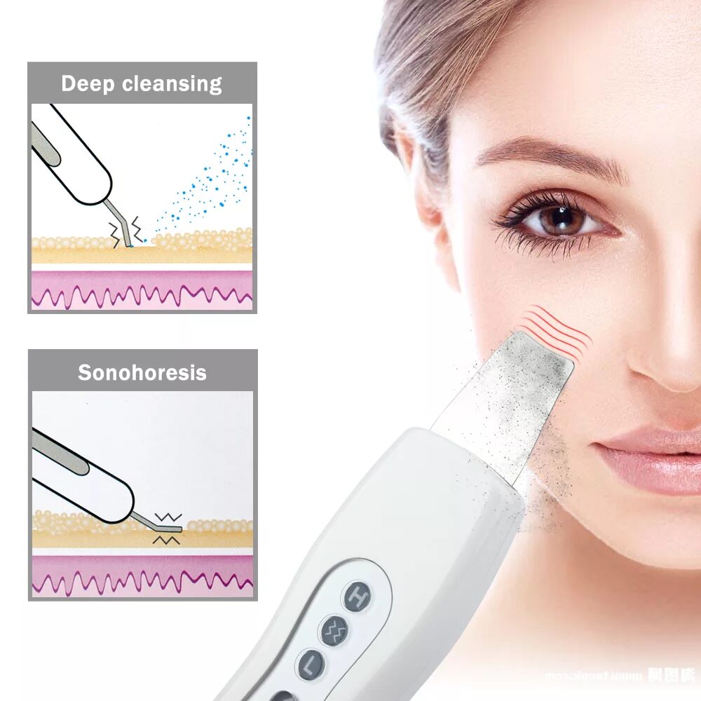 Ультразвук для чистки лица face Skin Cleansing Scrubber. Ультразвуковая чистка ли\а. Как пользоваться cleansing