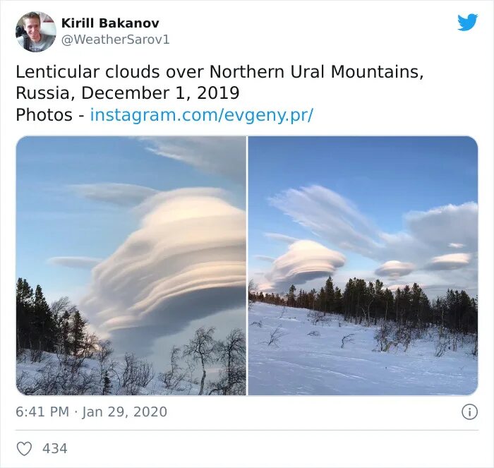 Линзовидные облака над северным Уралом, 1 декабря 2019 года. Weather in Russia. Облака на Северном Урале. Аномальная погода над Россией. What is the weather in russia