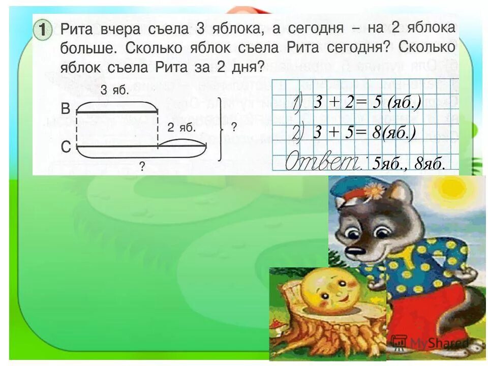 Презентация по математике решение задач 1 класс