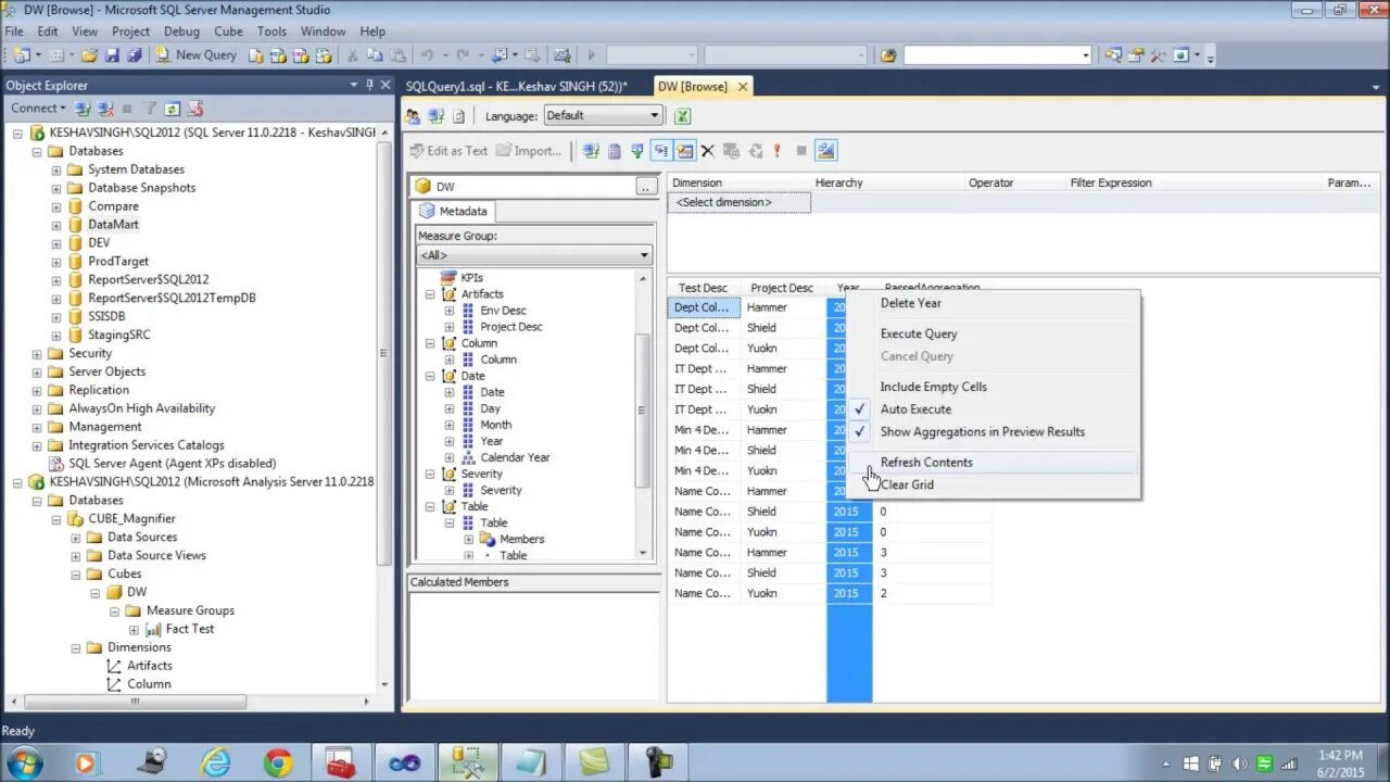 Cube sql. Debug cube.