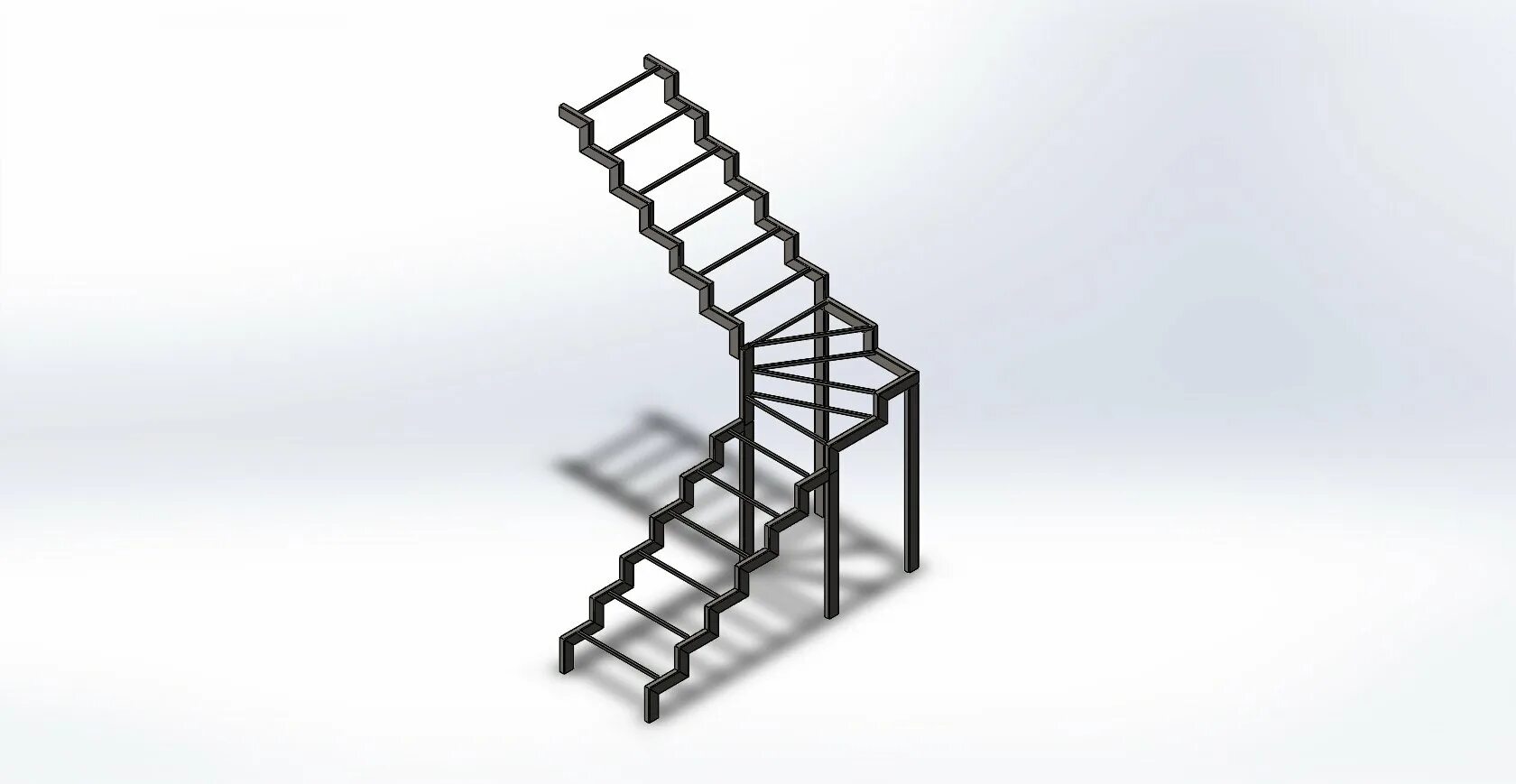 Лестница на металлокаркасе с забежными ступенями на 90 градусов. Лестница с забежными ступенями на 90 из металла. Металлическая лестница с забежными ступенями с поворотом на 90. Лестница с4 забежными ступенями на 90 градусов. Step four