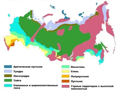 Природная карта России для 4 класса. 