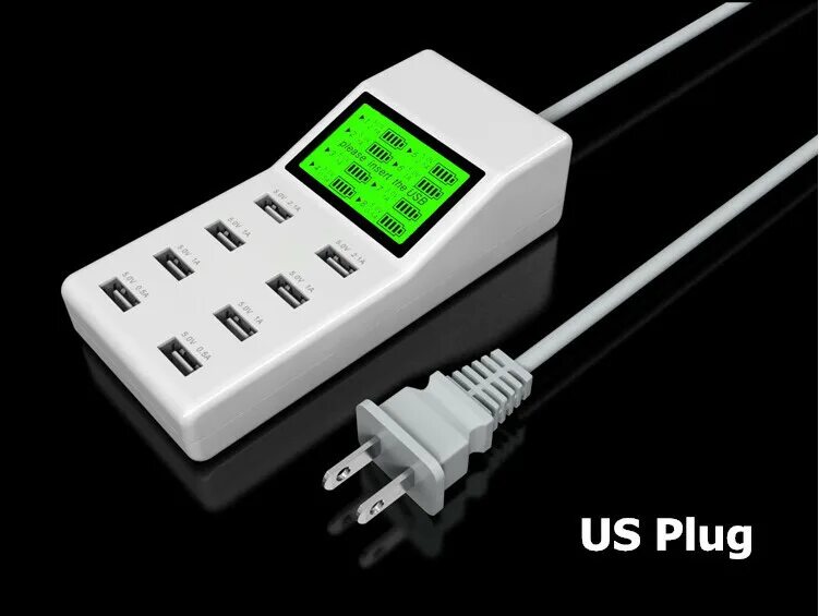 многопортовое зарядка с led экраном. зарядная станция aixxco 6a с жк-дисплеем, 6 usb-портов. тестер заряда usb kcx-017. многопортовая usb зарядка. дисплей зарядки.